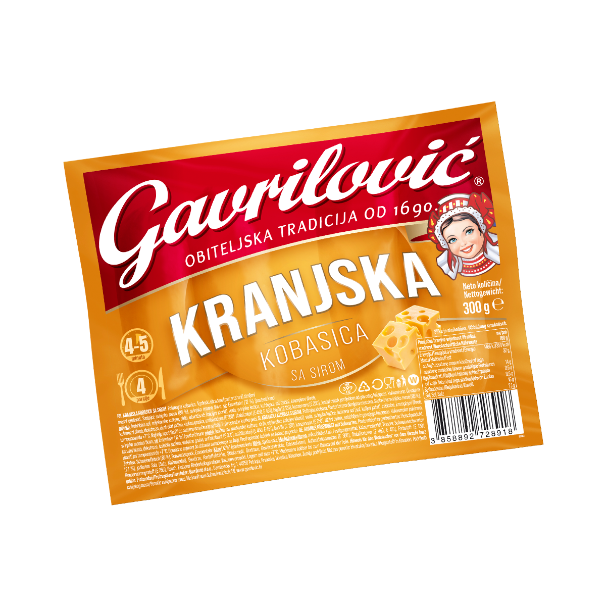 Krainer Sausage with Cheese 300g